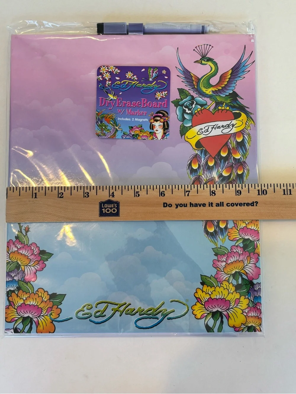 4 NEW Ed Hardy Peacock Dry Erase Boards Sealed Marker Magnets Y2K
